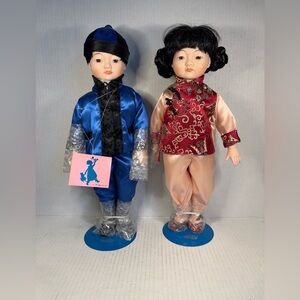 MYD Marian Yu Designs Oriental Twin Dolls 14" MINT